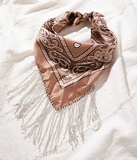 Rhinestone Fringe Bandana Scarf