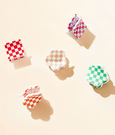 5 Pack Mini Checker Hair Claw Clips