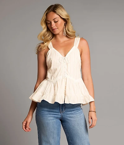 Striped Peplum Tank Top