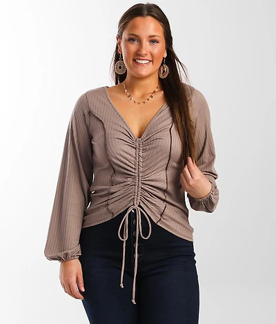 Ribbed Cinch Tie Top