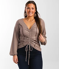 Ribbed Cinch Tie Top