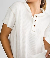 Brushed Waffle Knit Henley