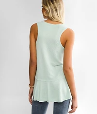 Raw Edge Ribbed Tank Top