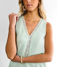 Raw Edge Ribbed Tank Top