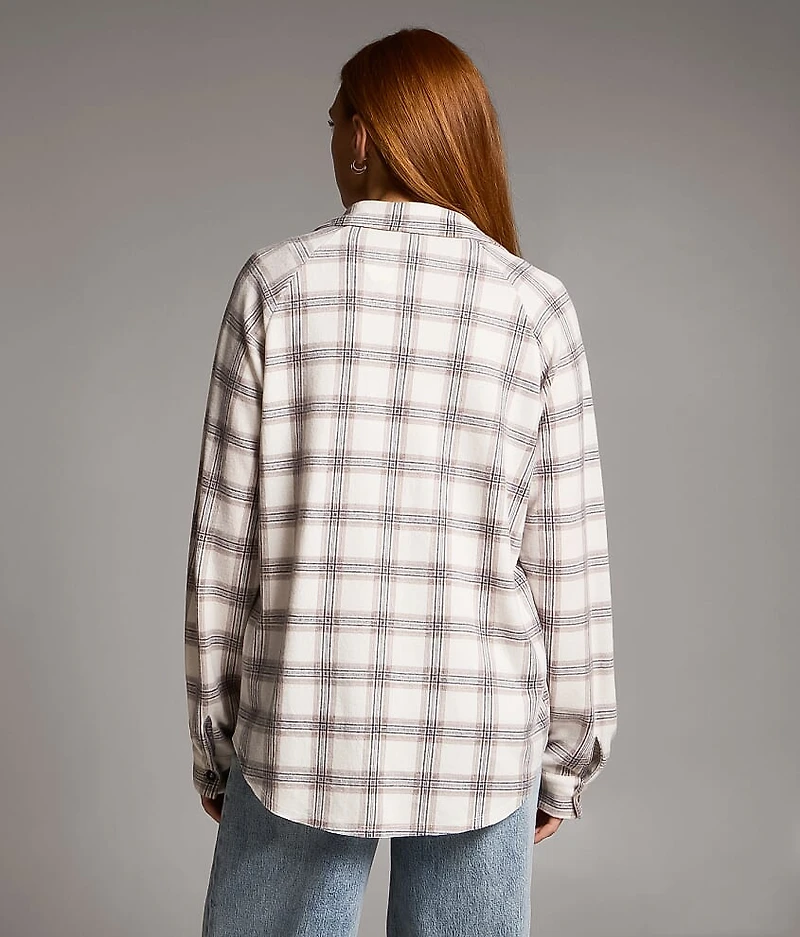 Brushed Plaid Knit Shirt
