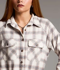 Brushed Plaid Knit Shirt