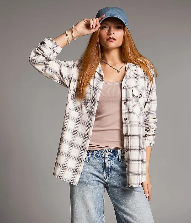 Brushed Plaid Knit Shirt
