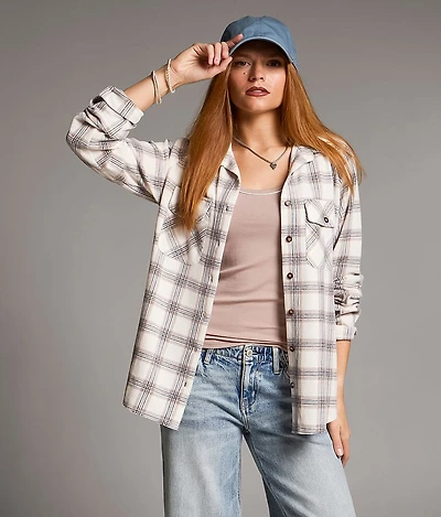 Brushed Plaid Knit Shirt