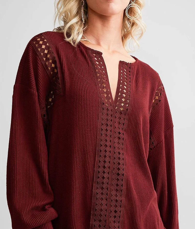 Brushed Knit Crochet Top