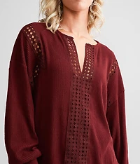 Brushed Knit Crochet Top