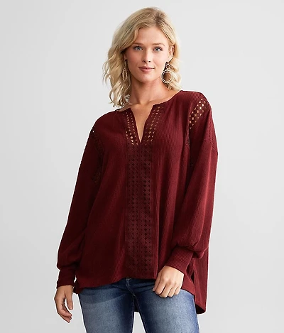 Brushed Knit Crochet Top