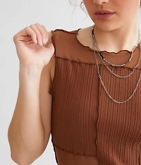 Patchwork Rib Knit Tank Top