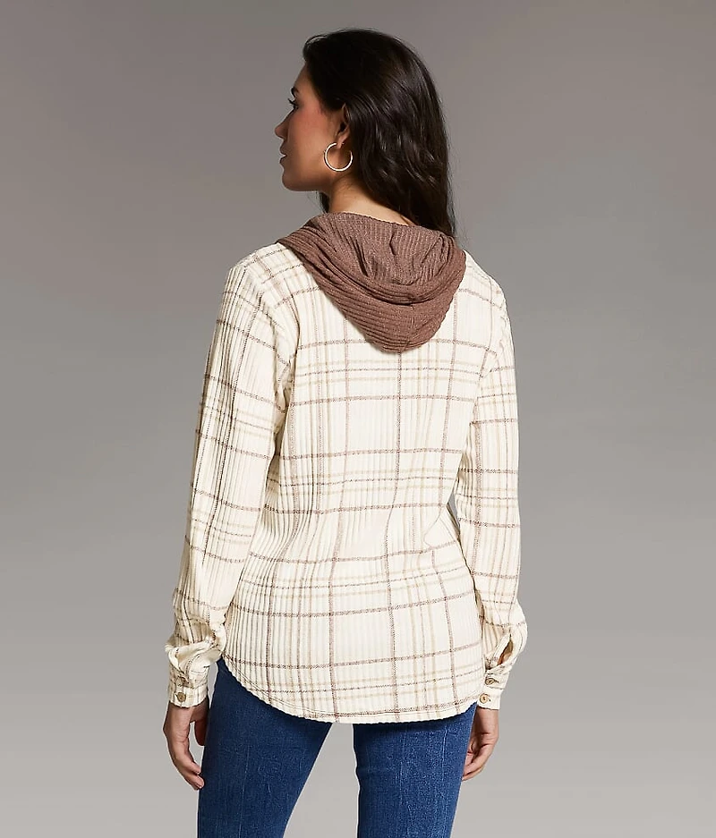 Eased Plaid Hooded Shirt