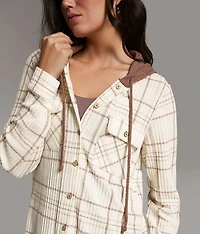 Eased Plaid Hooded Shirt