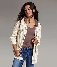 Eased Plaid Hooded Shirt