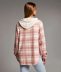 Brushed Plaid Hooded Shirt