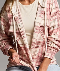 Brushed Plaid Hooded Shirt