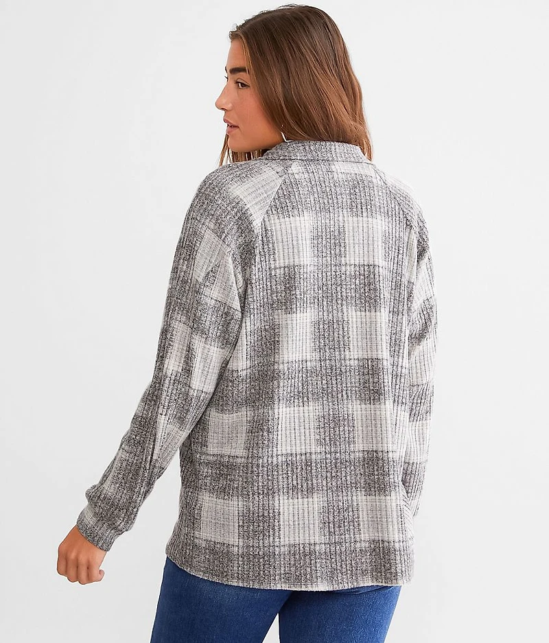 Brushed Plaid Knit Shirt