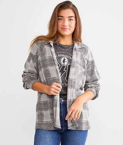 Brushed Plaid Knit Shirt