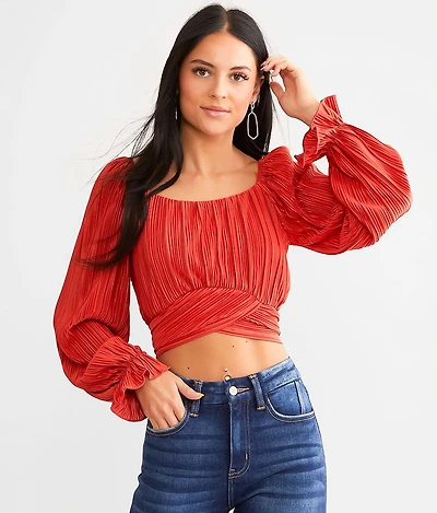 Pleated Wrap Top