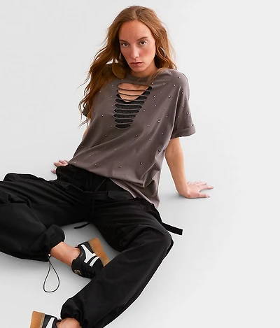 Rhinestone Oversized T-Shirt