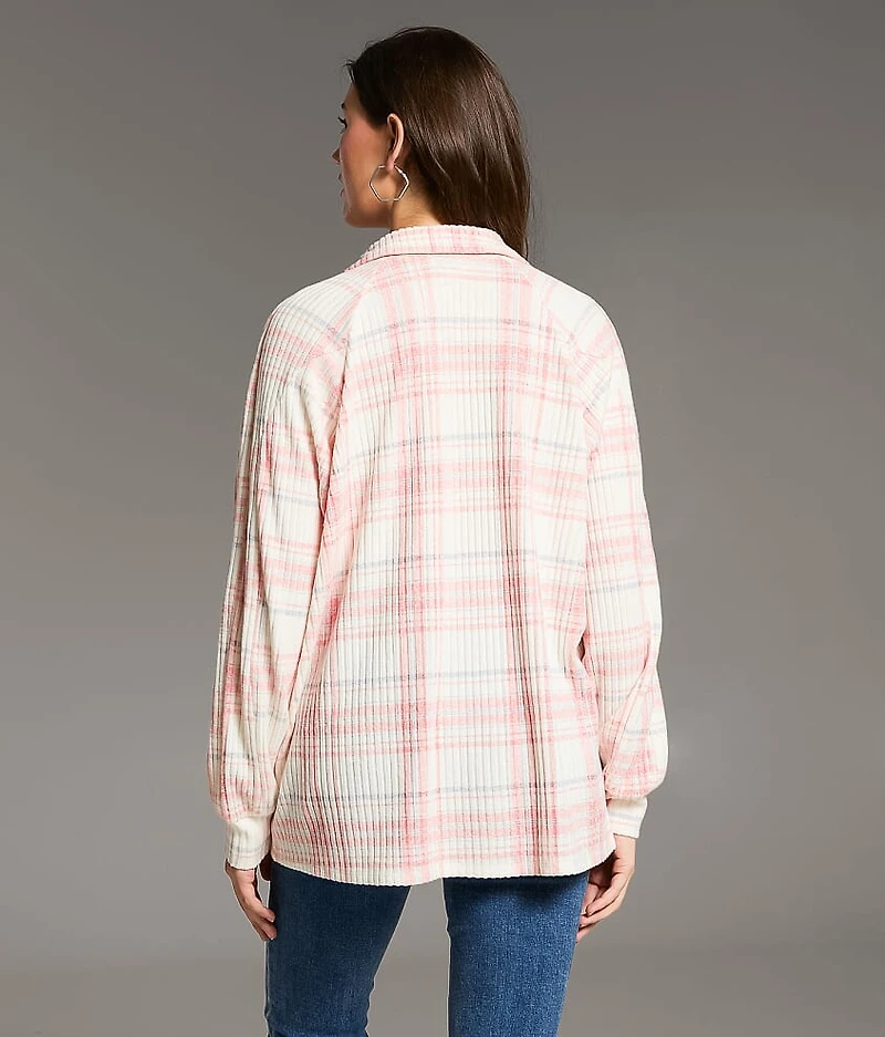 Brushed Plaid Knit Shirt