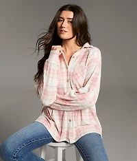Brushed Plaid Knit Shirt