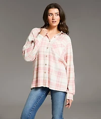 Brushed Plaid Knit Shirt