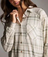 Brushed Plaid Knit Shirt
