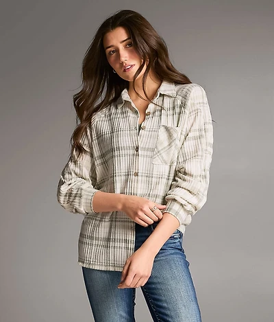 Brushed Plaid Knit Shirt