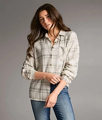 Brushed Plaid Knit Shirt