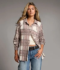 Brushed Plaid Eased Knit Shirt