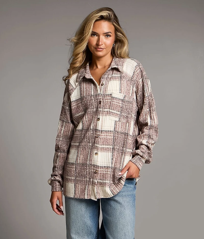 Brushed Plaid Eased Knit Shirt