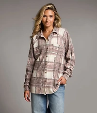 Brushed Plaid Eased Knit Shirt