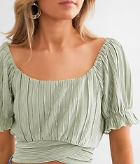 Pleated Wrap Top