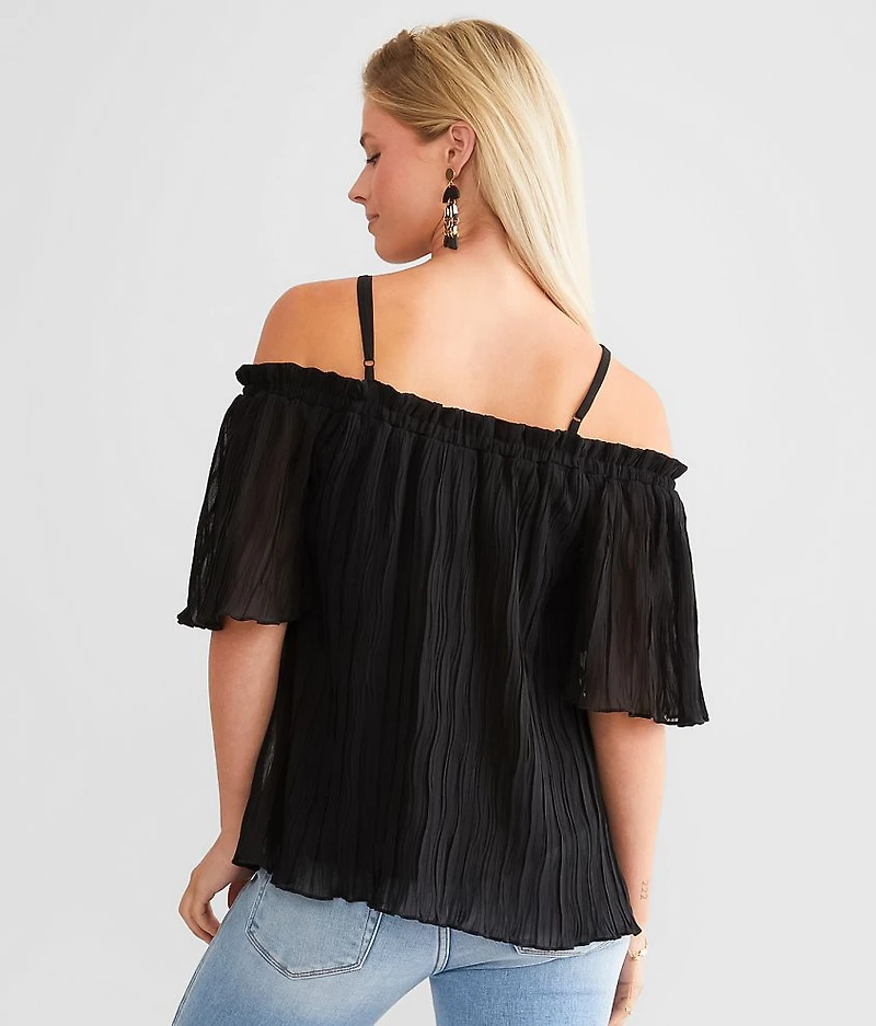 Cold Shoulder Crinkle Top