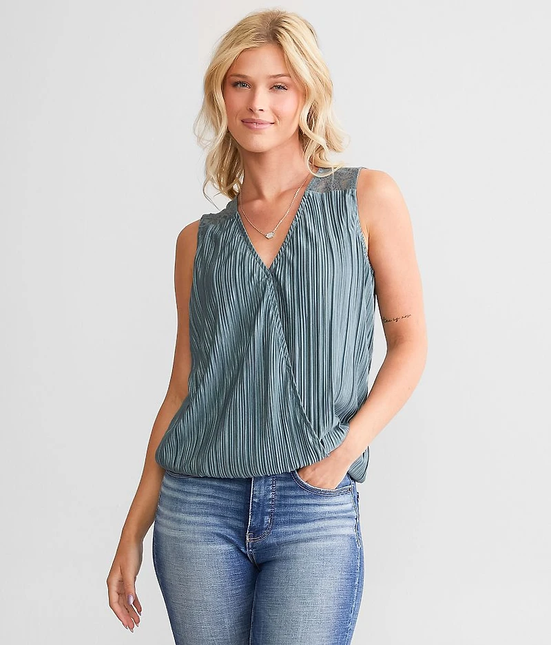 Pleated Surplice Tank Top