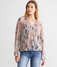 Metallic Mesh Top