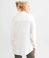Brushed Rib Knit Oversized Boyfriend Shirt