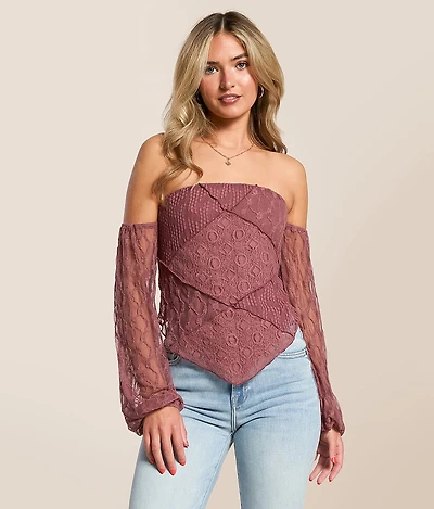 Off The Shoulder Lace Hanky Top