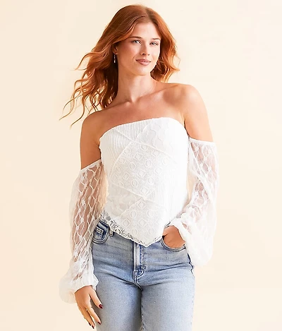 Off The Shoulder Lace Hanky Top