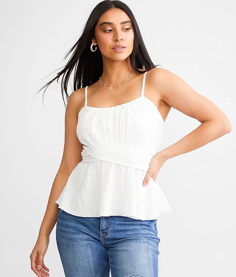 Textured Peplum Tank Top