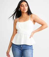 Textured Peplum Tank Top