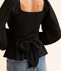 Textured Peplum Top