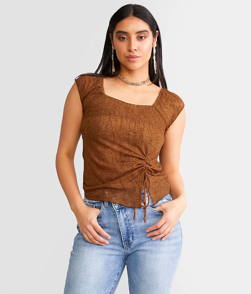 Cinch Tie Mesh Top