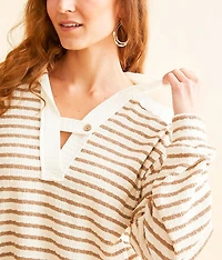 Striped Knit Hoodie