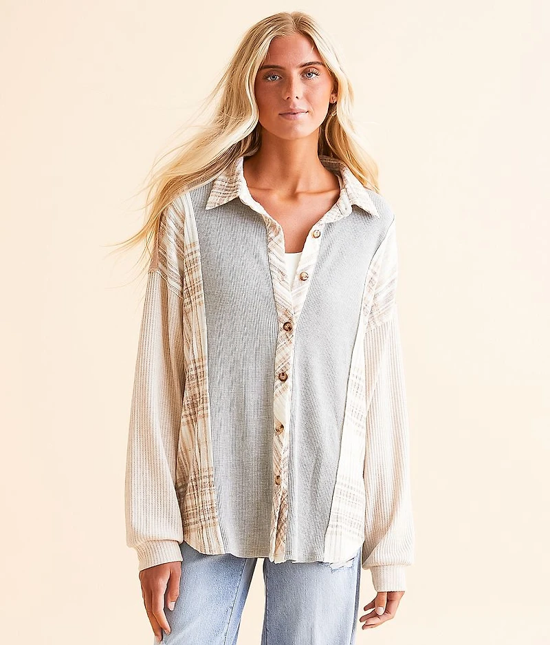 Pieced Thermal Boyfriend Shirt
