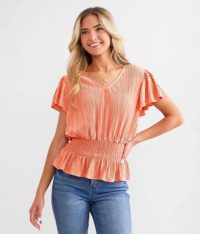 Plisse Peplum Top