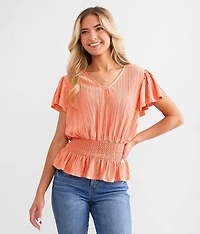 Plisse Peplum Top