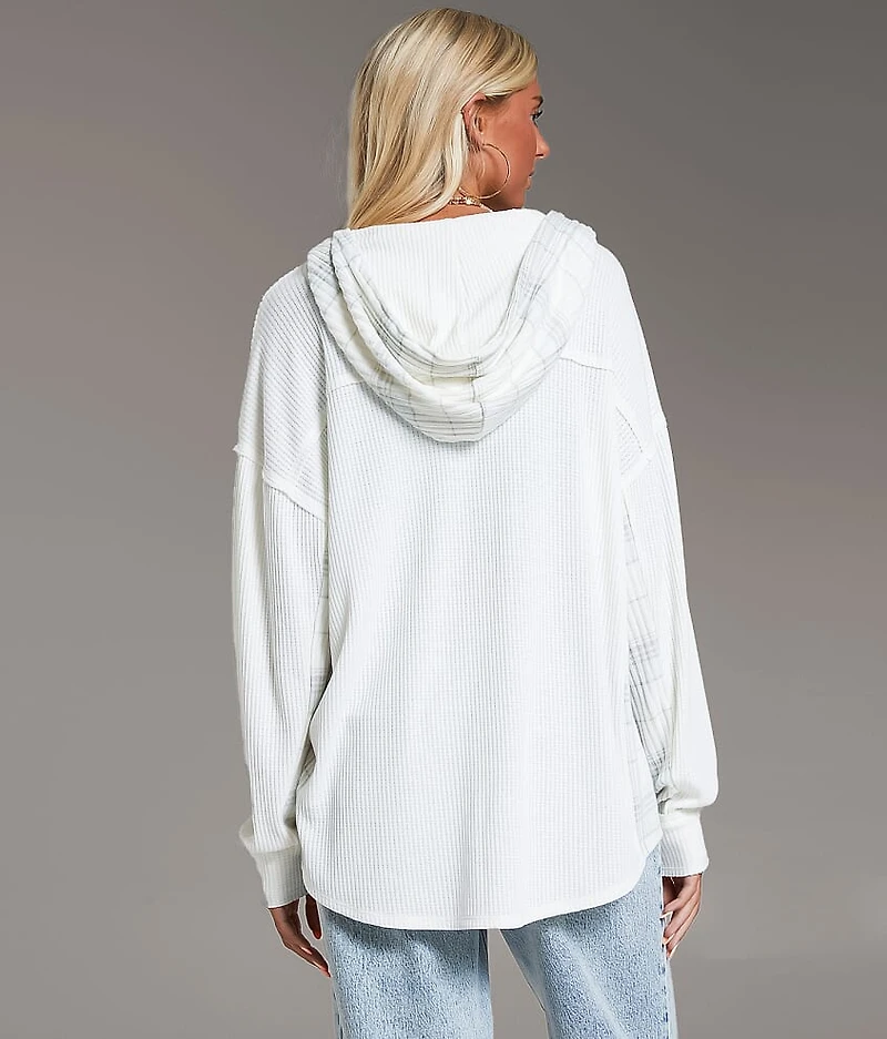 Waffle Knit Boyfriend Hooded Shirt